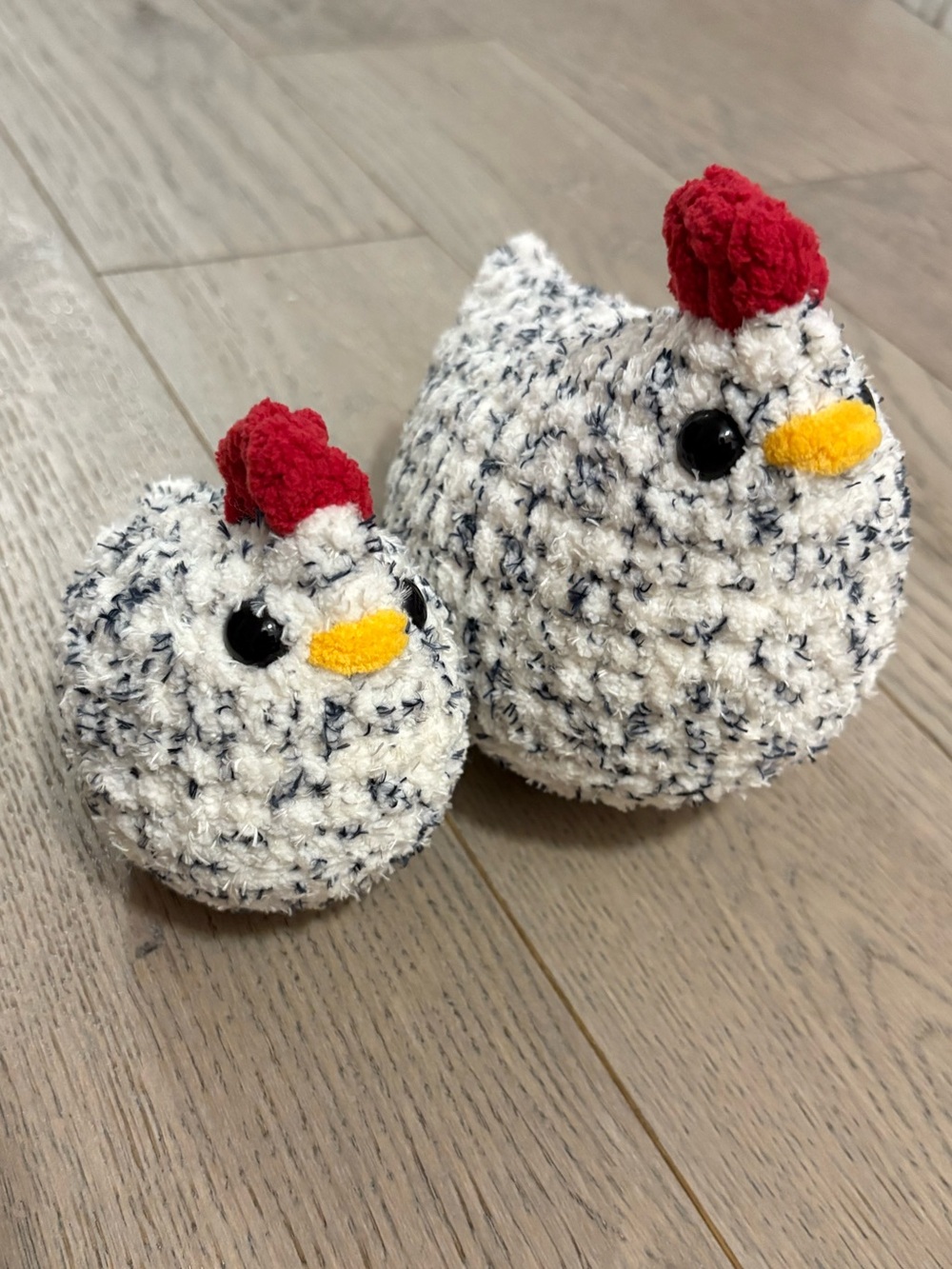 Handmade Emotional Support Chicken - Regular and Mini - White Speckled